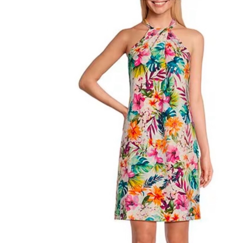 NWT Tommy Bahama Garden of Hope & Courage Halter Tropical Dress women size Small